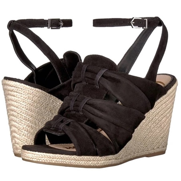 Sam Edelman Awan Black Suede Espadrille Wedge Slingback Sandals Size 8.5 EUC - Picture 6 of 12